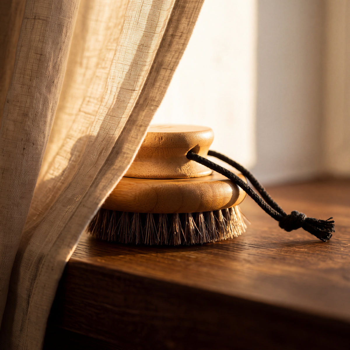 Rento Wooden Body Brush Bamboo & Natural Hair - lifestyle by linen curtain