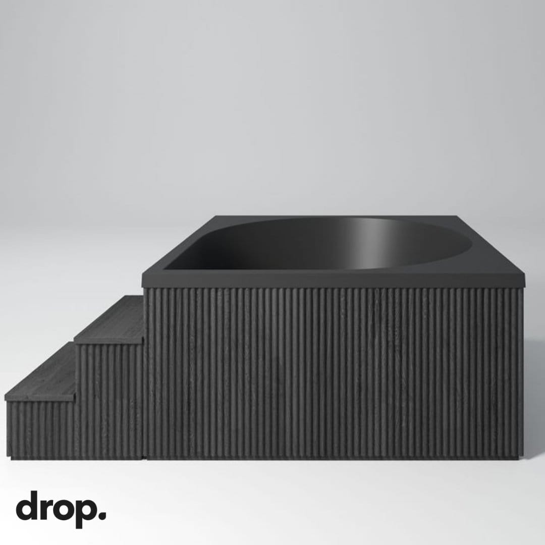 Drop Outdoor Hot Tub Black Timber Skirting/Steps by Drop Spa
