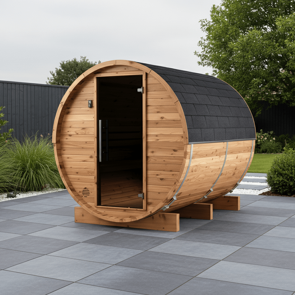 Thermo Wood Barrel Sauna - Regular (4 - 6 Person) Barrel Sauna | Finnmark Sauna