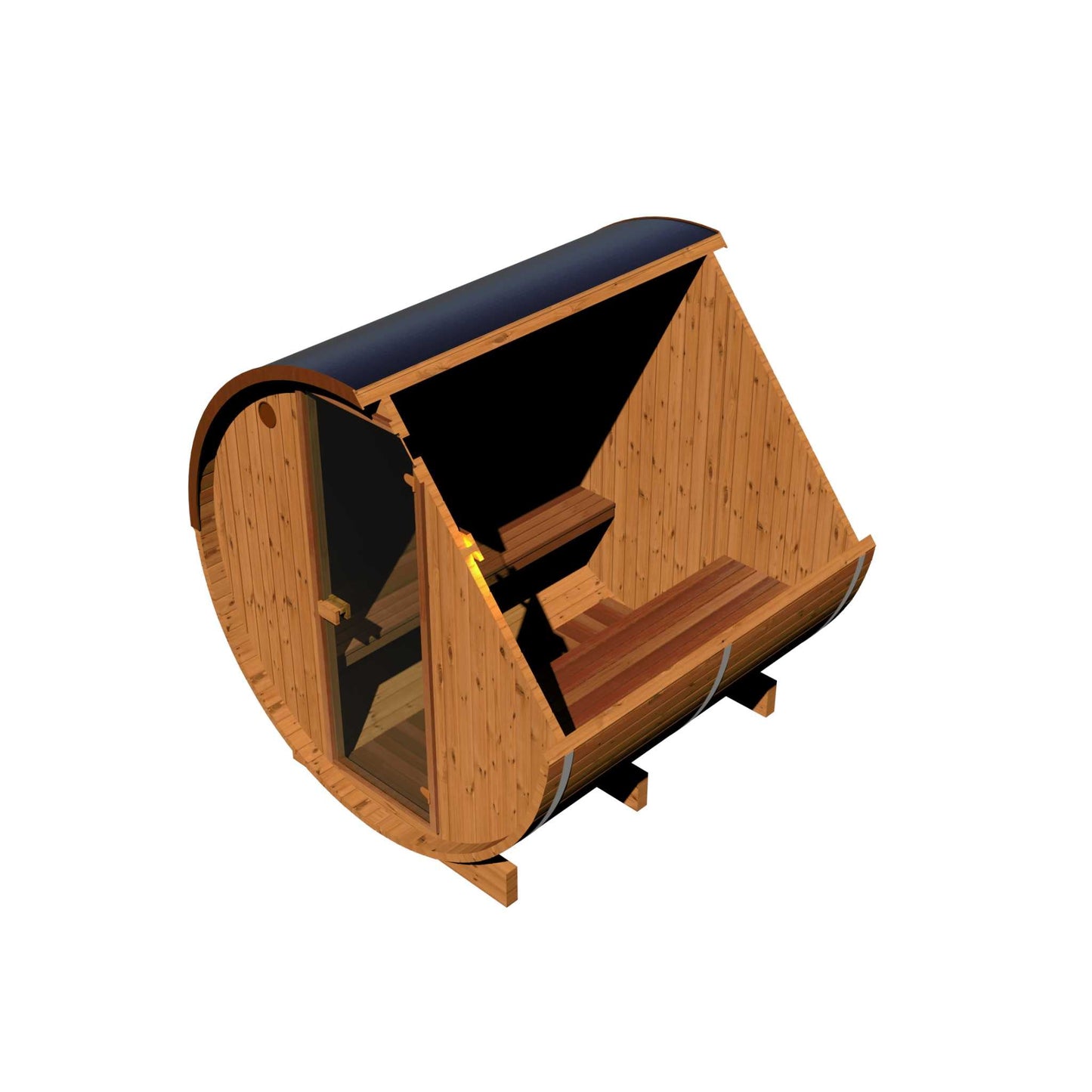 Thermo Wood Barrel Sauna - Regular Black (4 - 6 Person) Barrel Sauna | Finnmark Sauna
