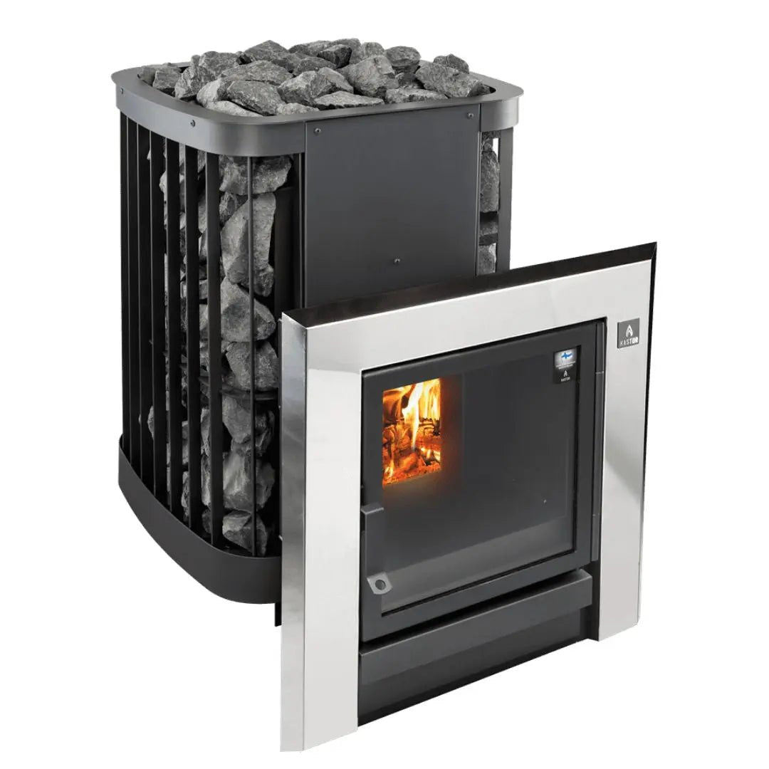 Kastor Saga T - Through-the-Wall Wood- Burning Sauna Stove - Stainless Steel | Finnmark Sauna
