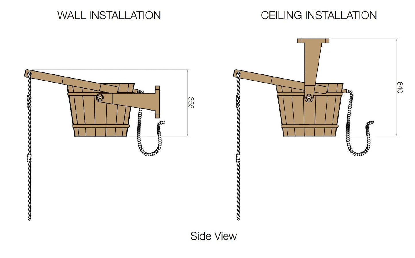 Luxurious Waterfall Effect Pail Shower (18 Litres) Sauna Buckets & Ladles | Finnmark Sauna