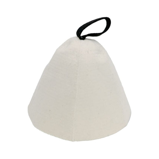 White 100% wool felt sauna hat