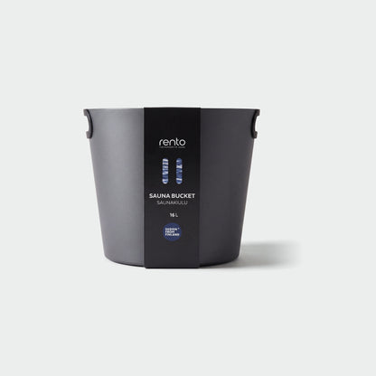 Rento 16 Litre Anodised Aluminium Large Sauna Bucket Dark Grey - hero with Rento card band
