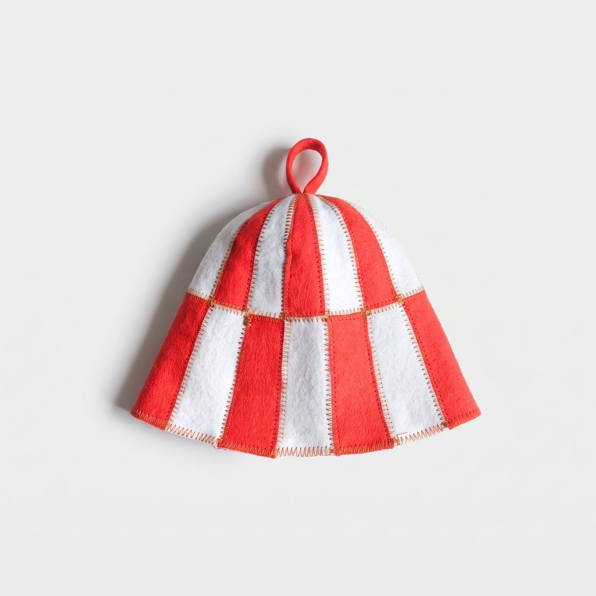 Sauna Hat Red/White (Polyester Felt) - flat lay
