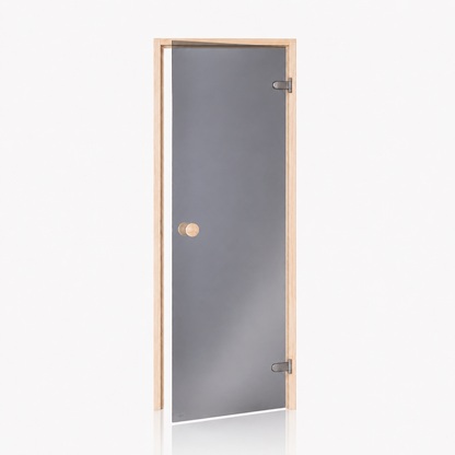 Grey Glass Sauna Door with Pine Frame (Standard)