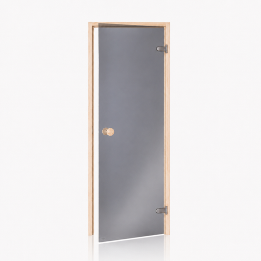 Grey Glass Sauna Door with Pine Frame (Standard)