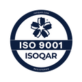 ISO 9001 certification logo with ISOQAR on a white background