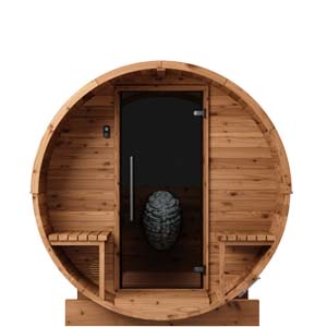 Thermo Wood Barrel Sauna - Small with Relaxation Terrace (2-4 Person)