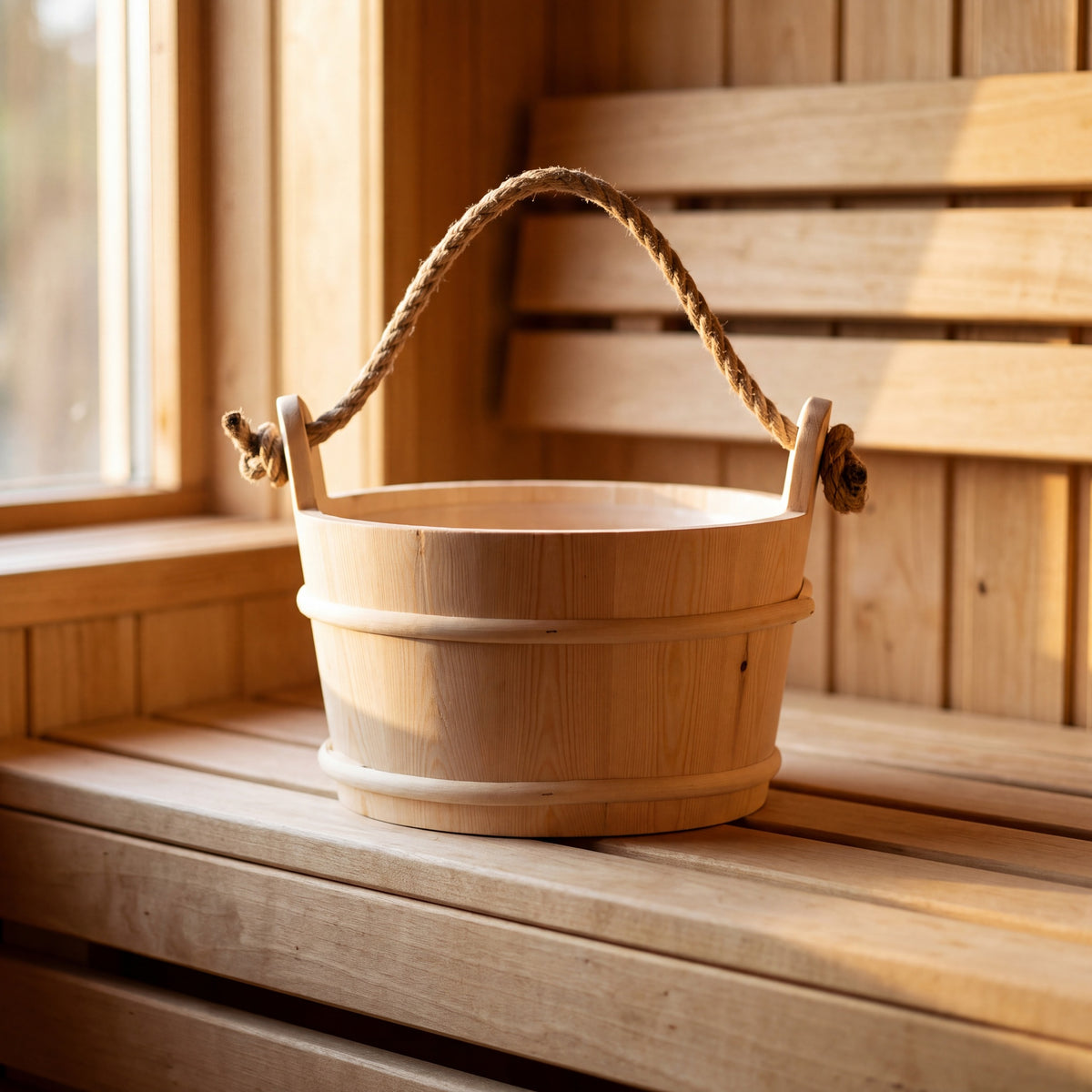 4 Living Sauna Bucket Spruce With Rope Handle 4 Litre - in the sauna