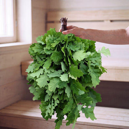 Sauna Whisk Oak - held in the sauna