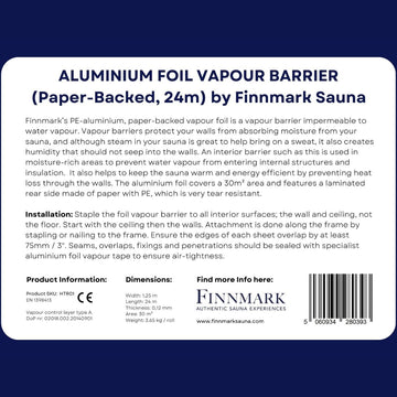 Aluminium Foil Vapour Barrier (Paper-Backed, 24m) by Finnmark Sauna