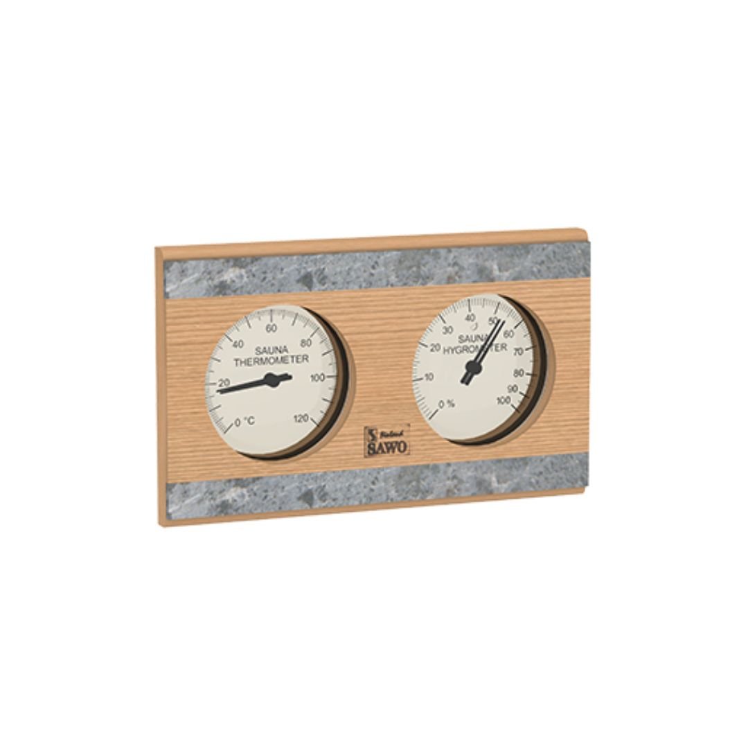 Box Style Sauna Thermometer & Hygrometer Cedar and Soapstone Sauna Thermometer | Finnmark Sauna