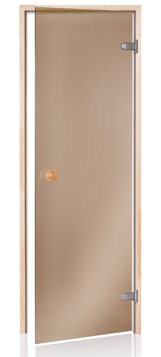 Bronze Glass Sauna Door with Pine Frame and Grey Hinges (Standard) Glass Door | Finnmark Sauna