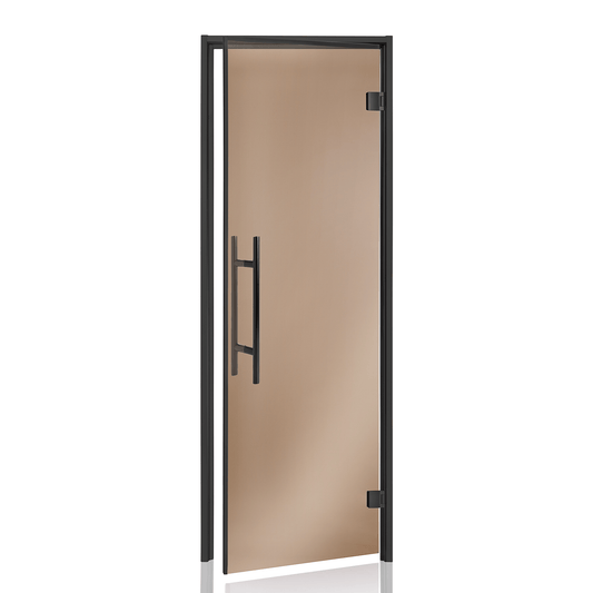 Bronze Glass Steam Room Door with Black Aluminium Frame Steam Room Door | Finnmark Sauna
