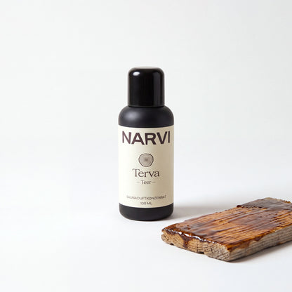 Tar Sauna Scent by Narvi (100ml) with tarred pine offcut