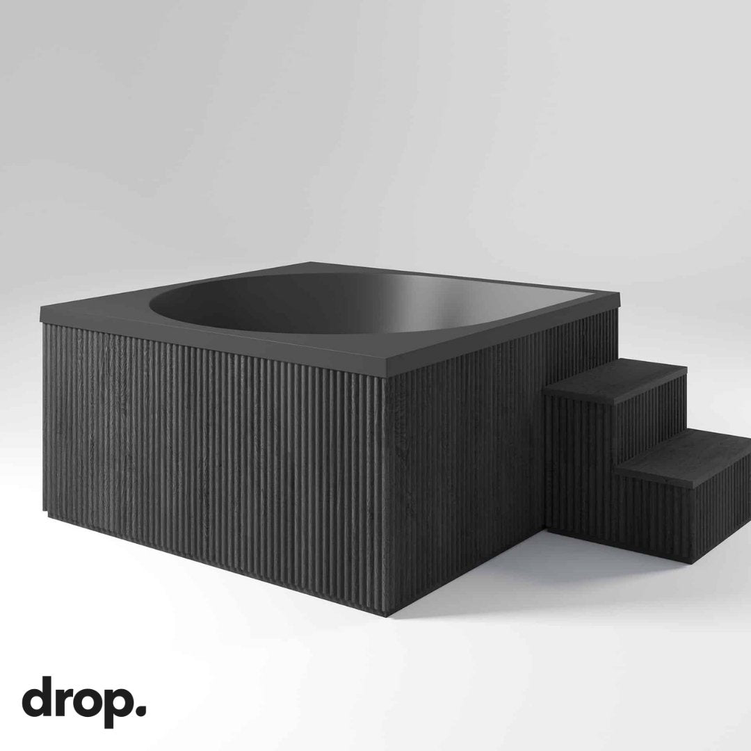 Drop Outdoor Hot Tub Black Timber Skirting by Drop Spa Spa | Finnmark Sauna