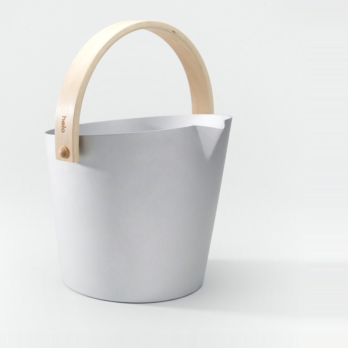 Silver Anodised Aluminium Sauna Bucket (Brilliant Range) by Helo - side profile