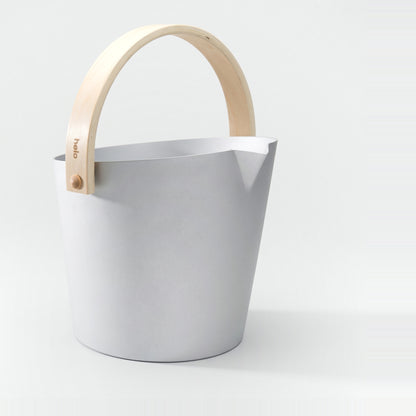 Silver Anodised Aluminium Sauna Bucket (Brilliant Range) by Helo - side profile