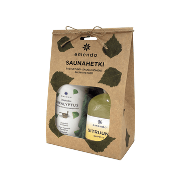 Emendo Sauna Moment Set - Eucalyptus Sauna Scent, Lemon Soap & Loofah | Finnmark Sauna