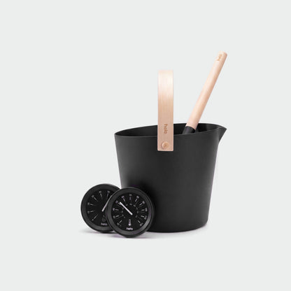 Black Sauna Gift Box Set (Brilliant Range) by Helo - side profile