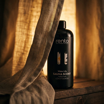Rento Water Lily Sauna Scent 400ml - lifestyle behind linen curtain