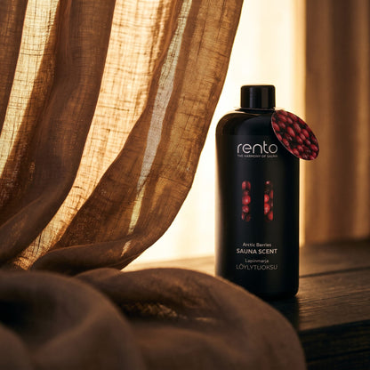 Rento Arctic Berry Sauna Scent 400ml - lifestyle behind linen curtain