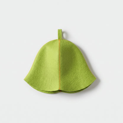 Traditional Lightweight Green Felt Sauna Hat - flat lay