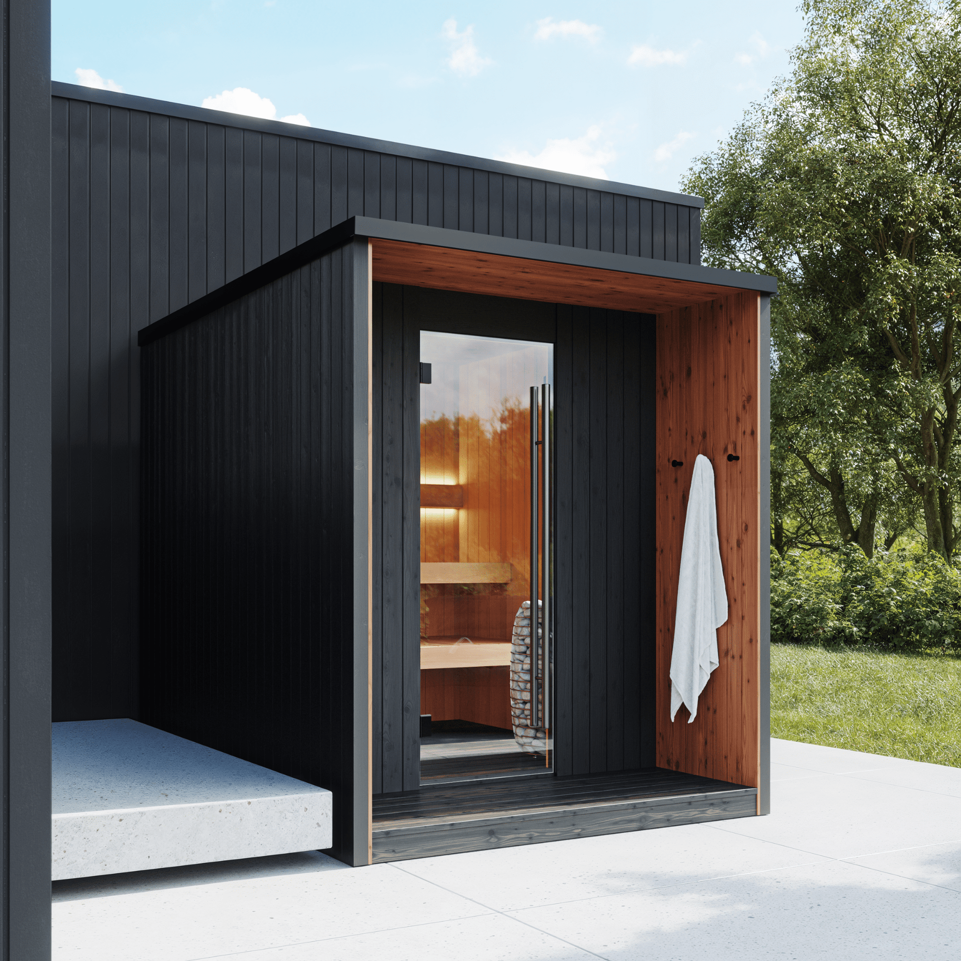 IGNIS® Black Outdoor Sauna (3 - 4 Person) Modular Outdoor Sauna | Finnmark Sauna