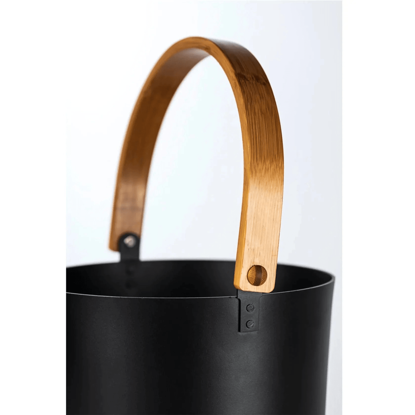 Narvi 6.5 Litre Black Aluminium Sauna Bucket with a Bamboo Handle