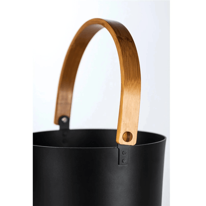 Narvi 6.5 Litre Black Aluminium Sauna Bucket with a Bamboo Handle