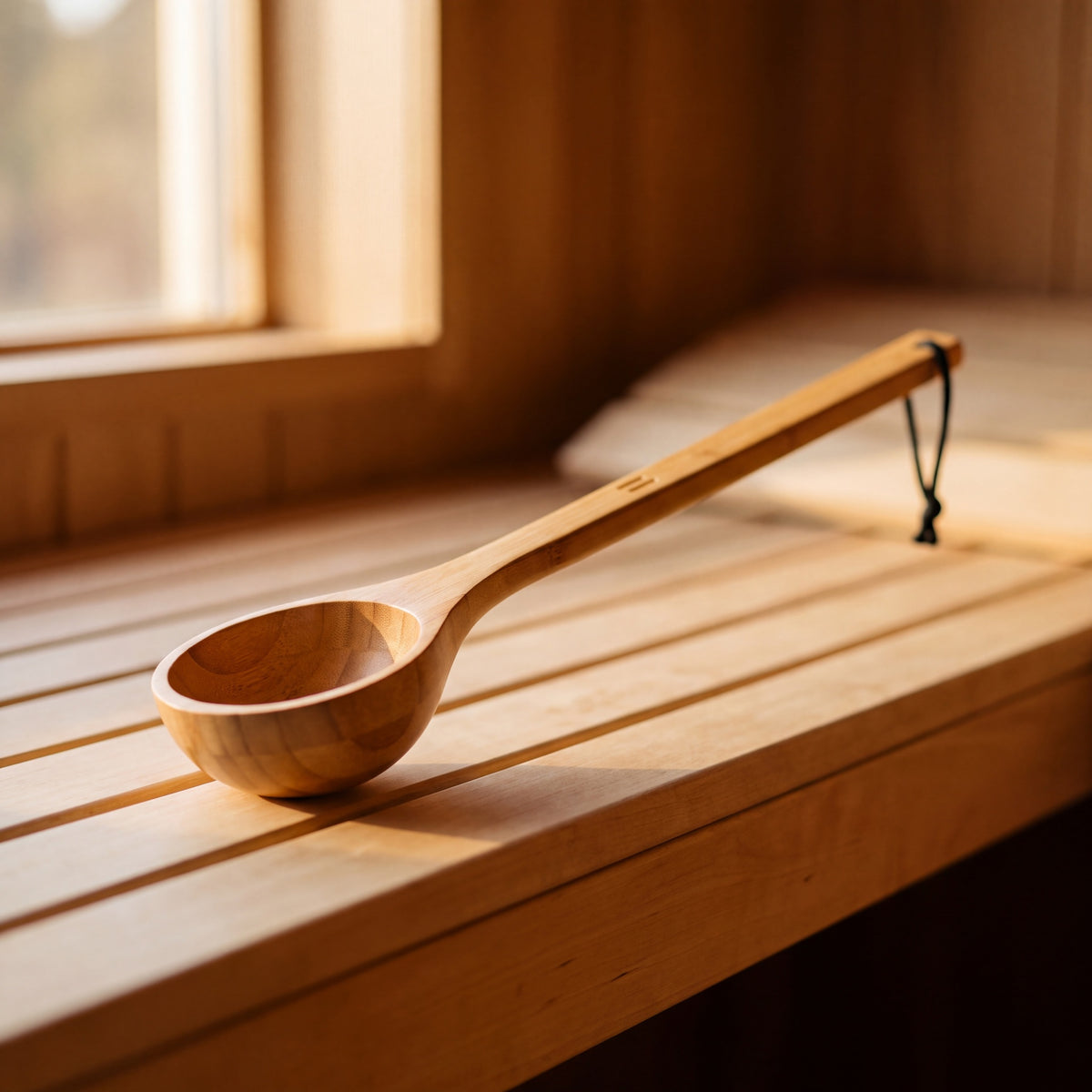 Rento Wooden Sauna Ladle - heat treated bamboo - in the sauna