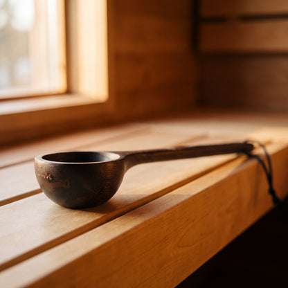Bamboo Ladle Dark by Rento - in the sauna