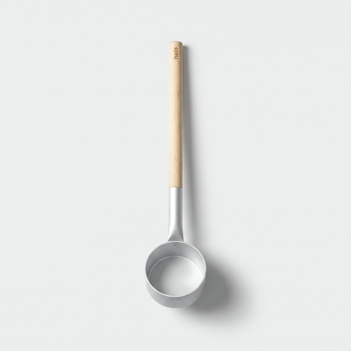 Silver Anodised Aluminium Sauna Ladle (Brilliant Range) by Helo - flat lay
