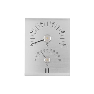Rento Anodised Aluminium Sauna Thermometer & Hygrometer Natural