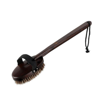 Rento Exfoliating Sauna Bath Brush Dark Bamboo with Detachable Handle & Natural Hair