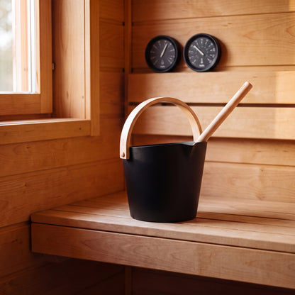 Black Sauna Gift Box Set (Brilliant Range) by Helo - in the sauna