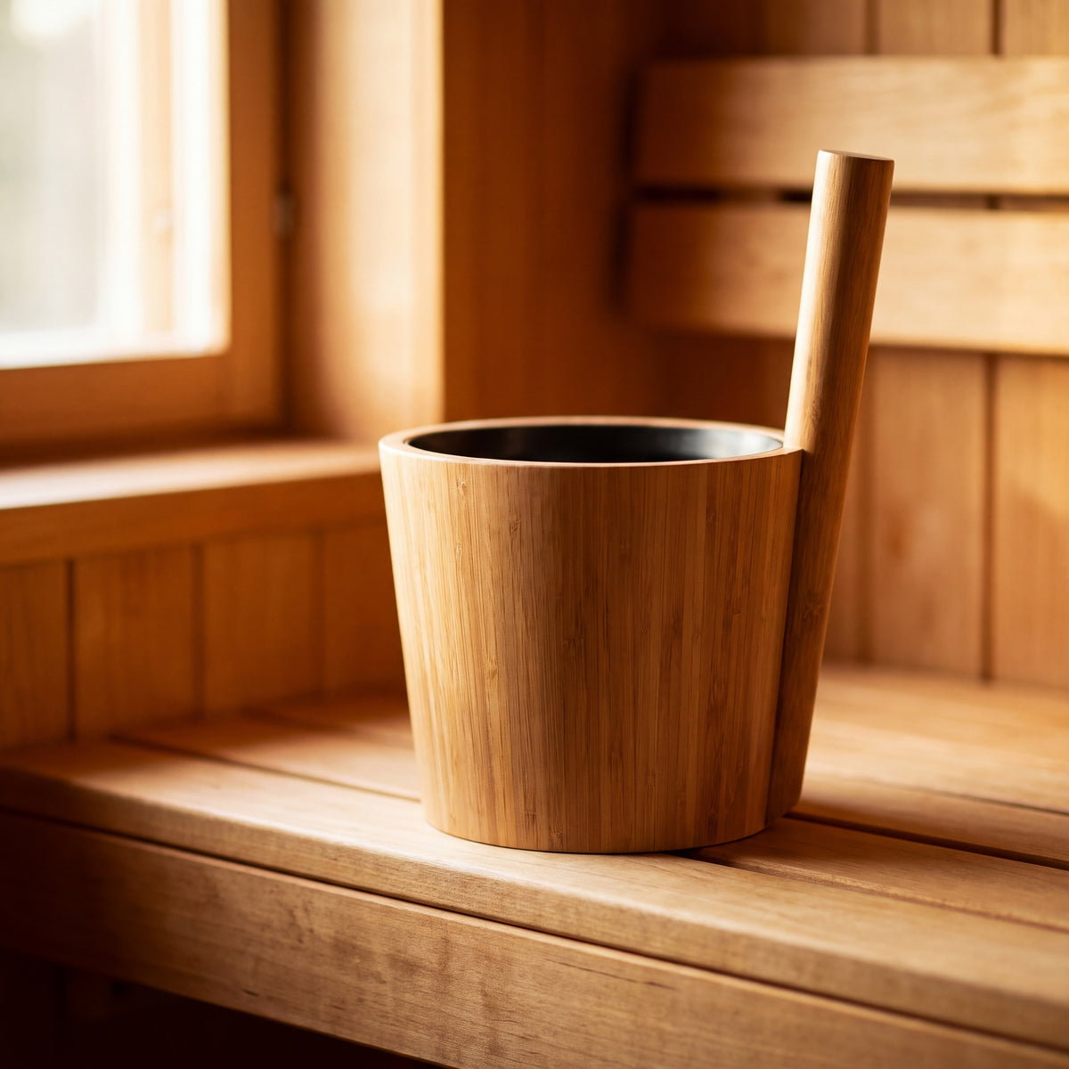 Rento Bamboo Duo Sauna Bucket 5 Litre - in the sauna