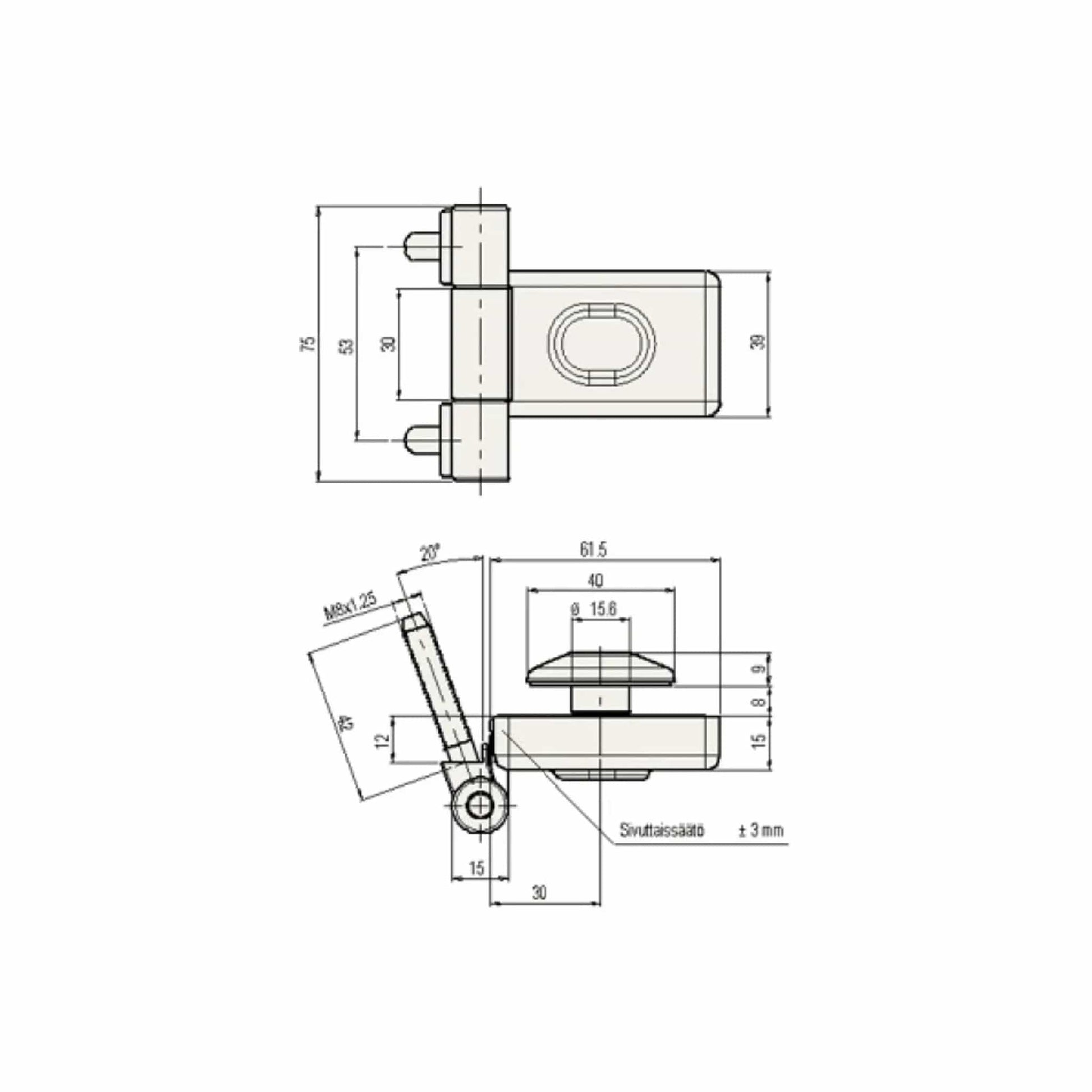 Sauna Door Hinge - Black