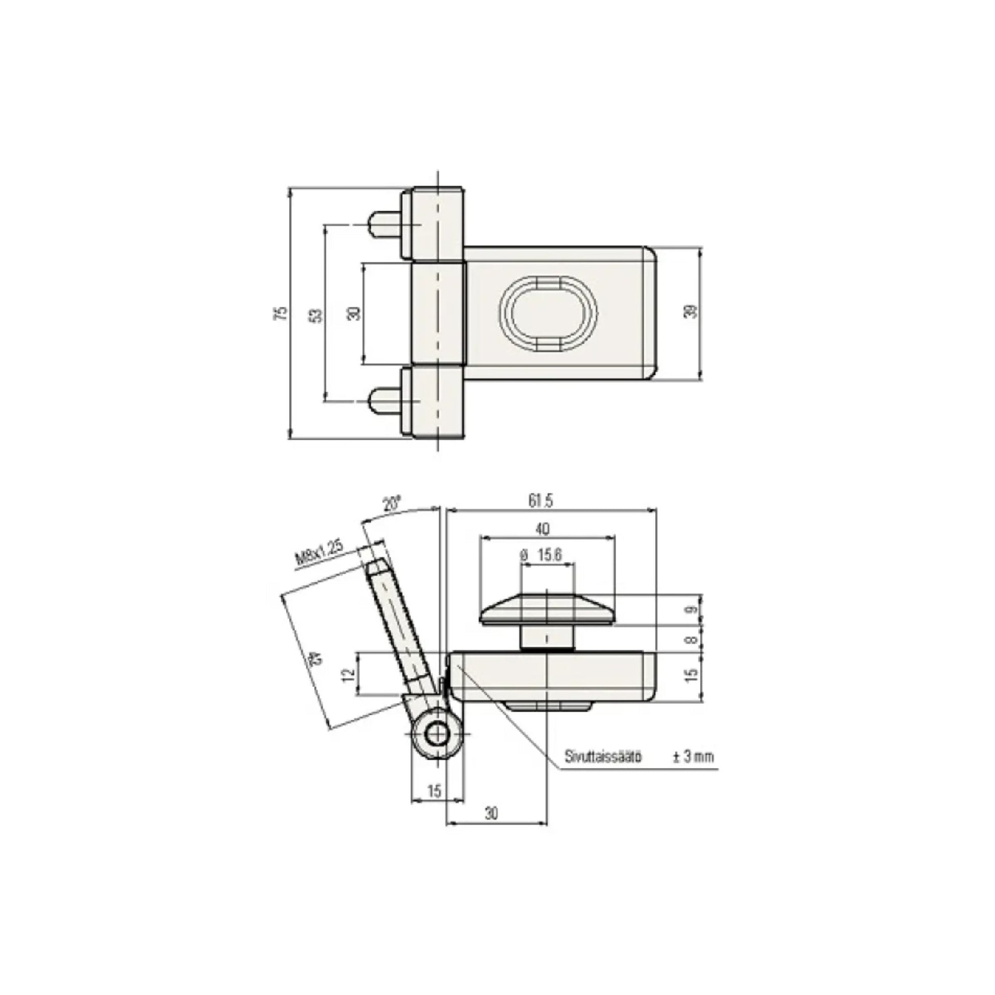 Sauna Door Hinge - Black Glass Hinges | Finnmark Sauna