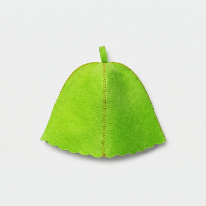 Traditional Green Sauna Hat (100% Wool) - flat lay