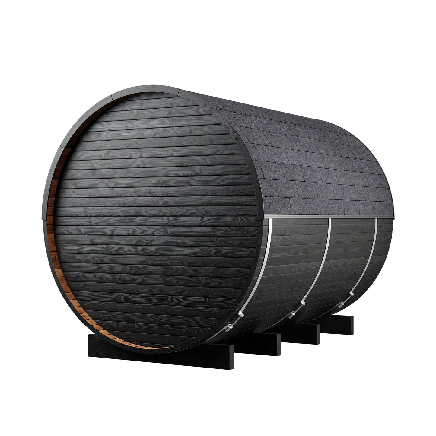 Large Wood Barrel Sauna (6-8 Person) in Black