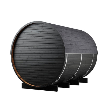 Large Wood Barrel Sauna (6-8 Person) in Black