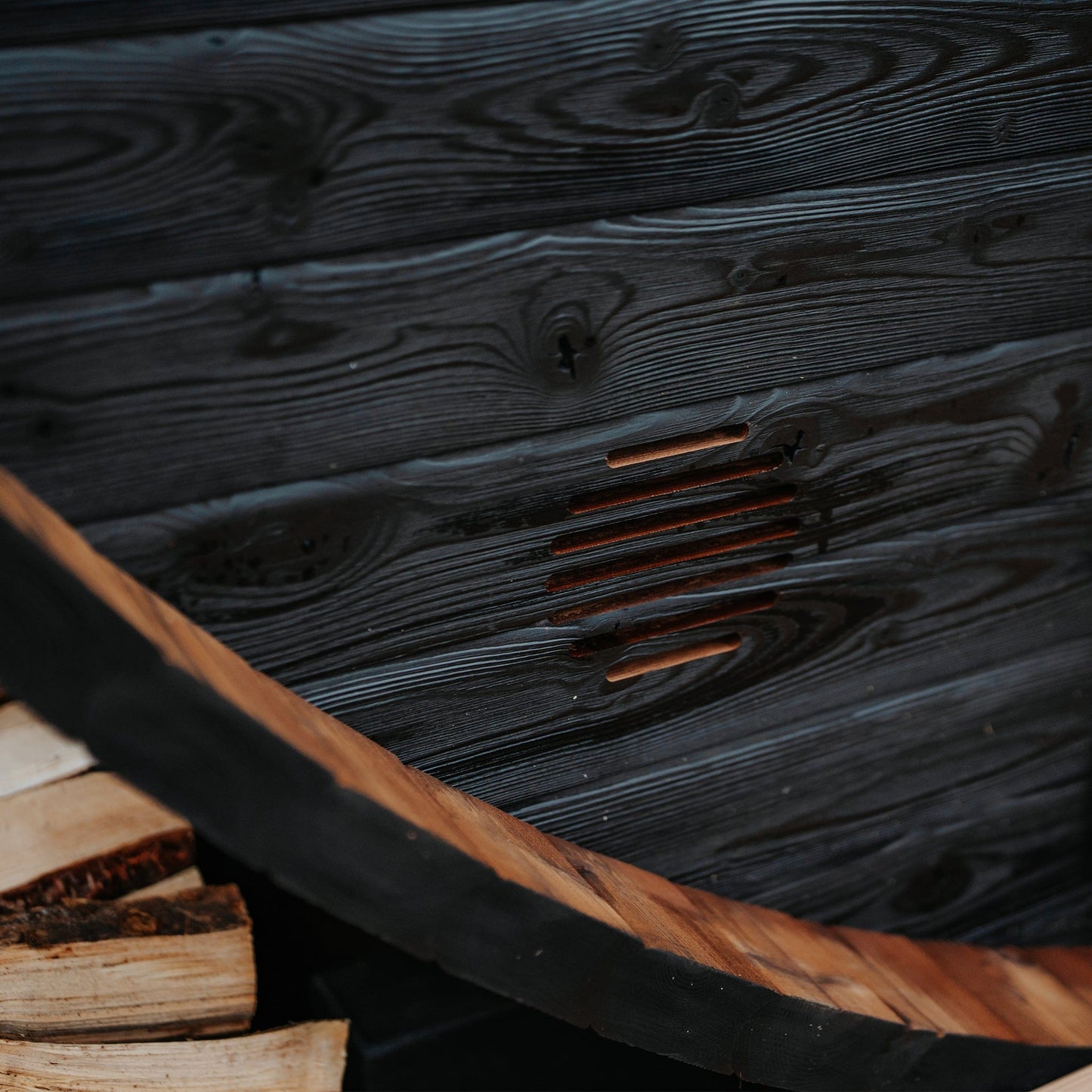 Large Wood Barrel Sauna (6-8 Person) in Black