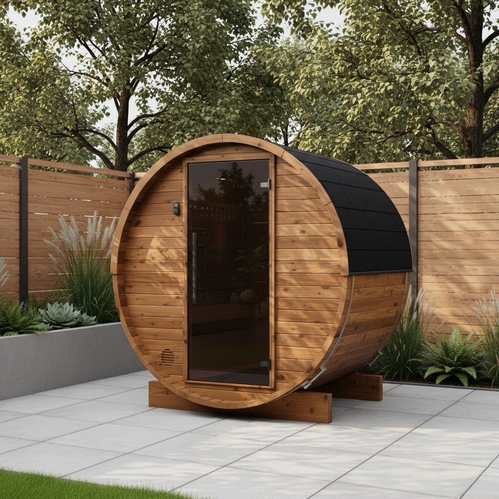 Thermo Wood Barrel Sauna - Micro (2 Person) Barrel Sauna | Finnmark Sauna