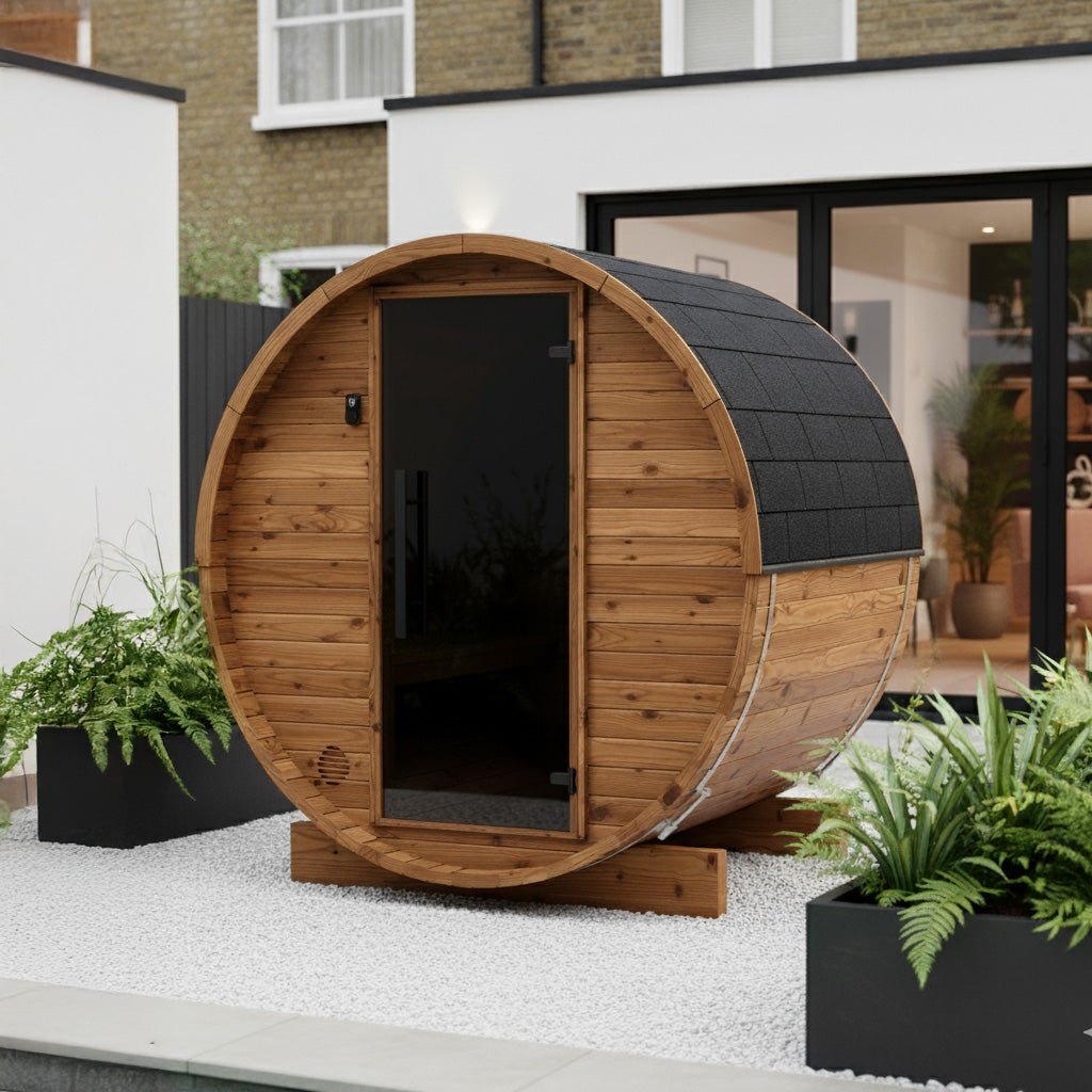 Thermo Wood Barrel Sauna - Micro (2 Person) Barrel Sauna | Finnmark Sauna