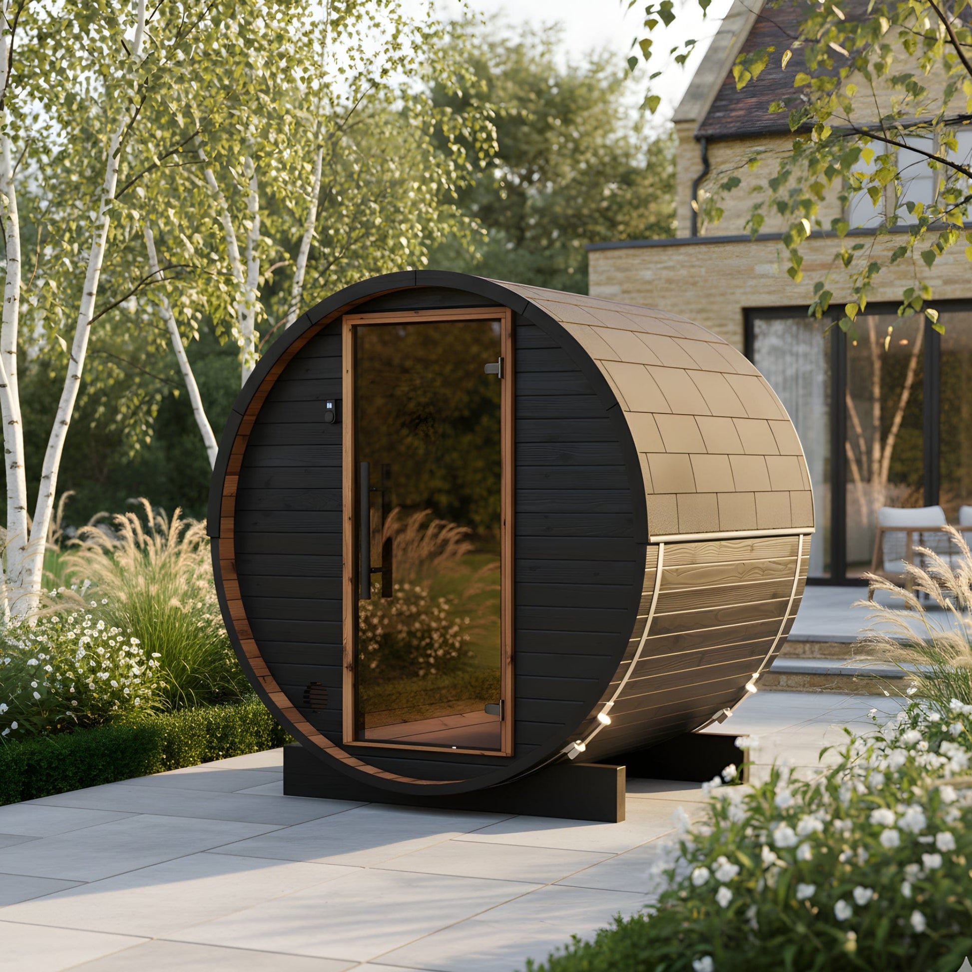 Micro Wood Barrel Sauna (2 Person) in Black