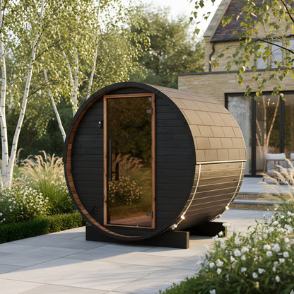 Micro Wood Barrel Sauna (2 Person) in Black