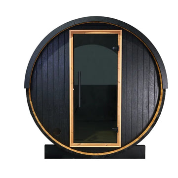 Thermo Wood Barrel Sauna - Regular Black (4-6 Person)