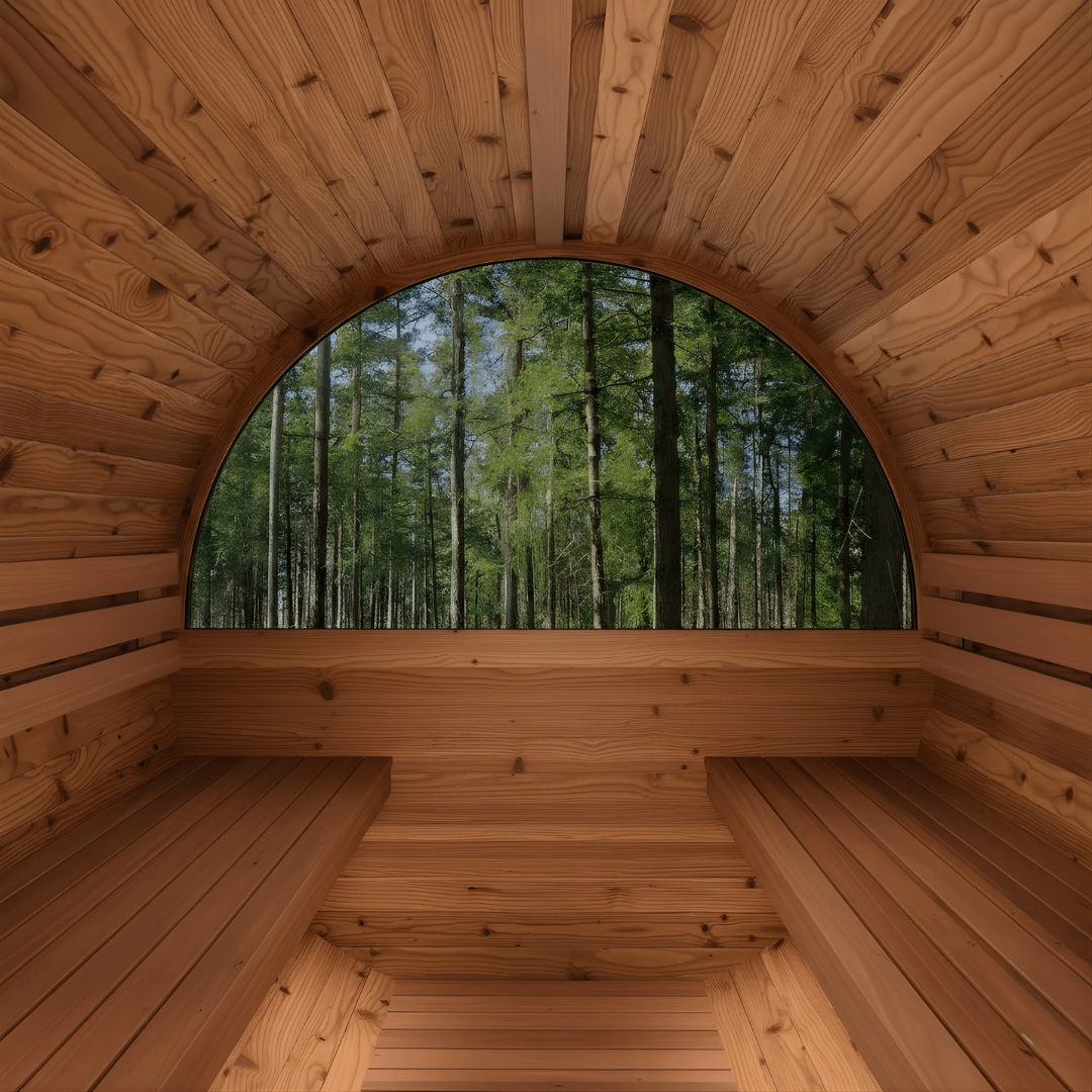 Thermo Wood Barrel Sauna with Window - Large (6 - 8 Person) Barrel Sauna | Finnmark Sauna
